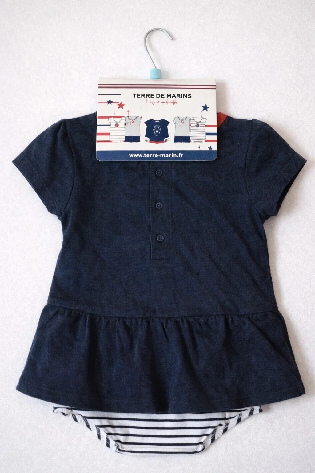Vestido de bebê menina 6 meses/ 67 cm - terra de marinheiro - novo com cabide e etiqueta – photo 2